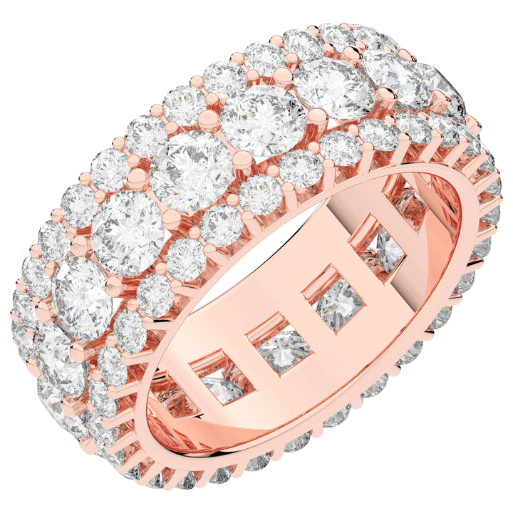 5.25CT.TW THREE ROW ROUND LAB DIAMOND ETERNITY WEDDING BAND - Nazarelle