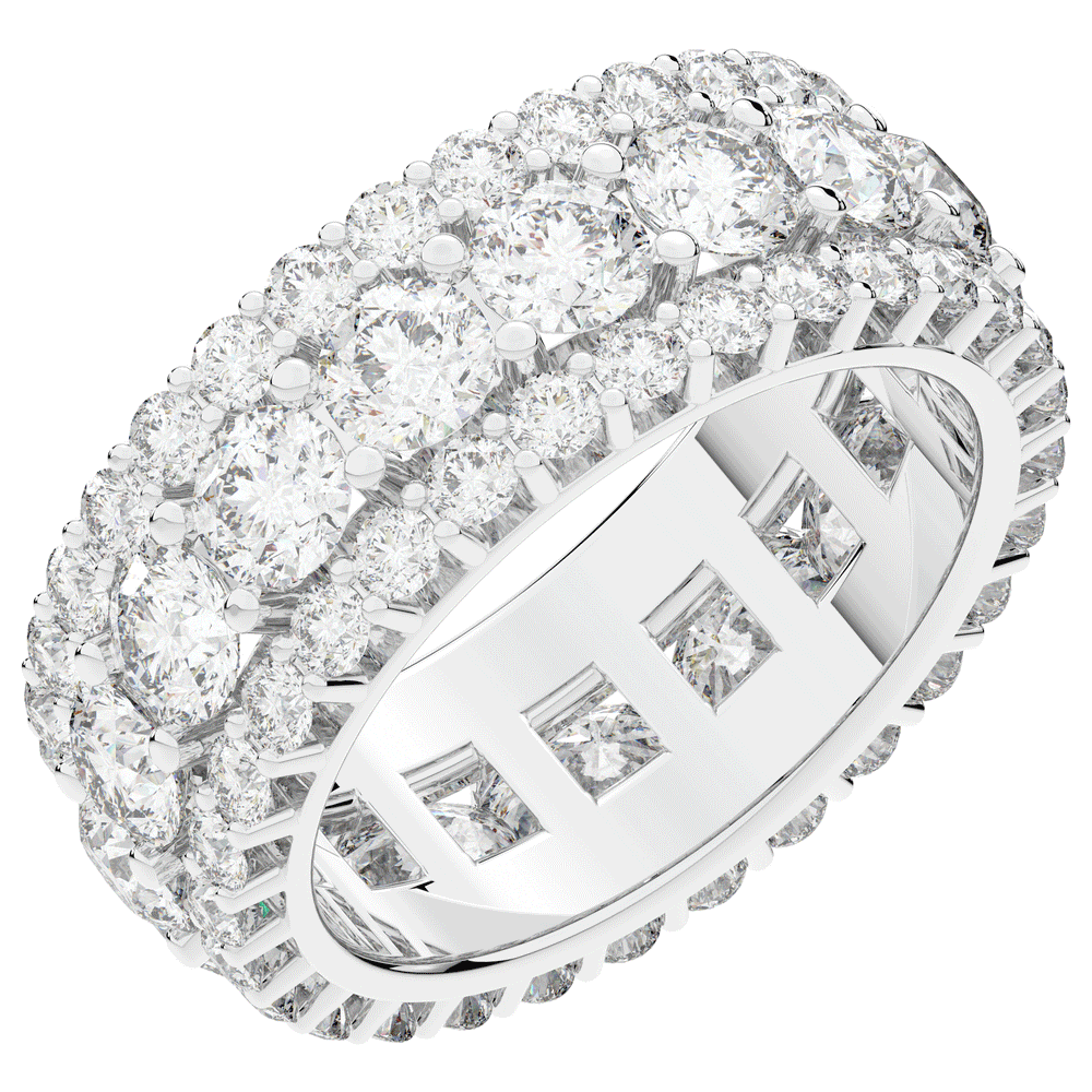 5.25CT.TW THREE ROW ROUND LAB DIAMOND ETERNITY WEDDING BAND - Nazarelle