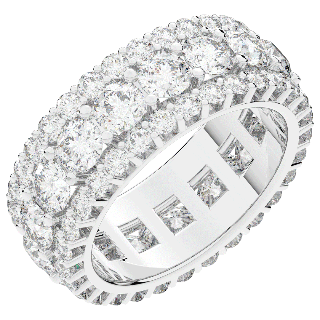 5.25CT.TW THREE ROW ROUND LAB DIAMOND ETERNITY WEDDING BAND - Nazarelle