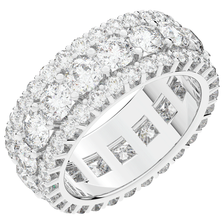 5.25CT.TW THREE ROW ROUND LAB DIAMOND ETERNITY WEDDING BAND - Nazarelle