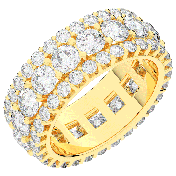 5.25CT.TW THREE ROW ROUND LAB DIAMOND ETERNITY WEDDING BAND - Nazarelle