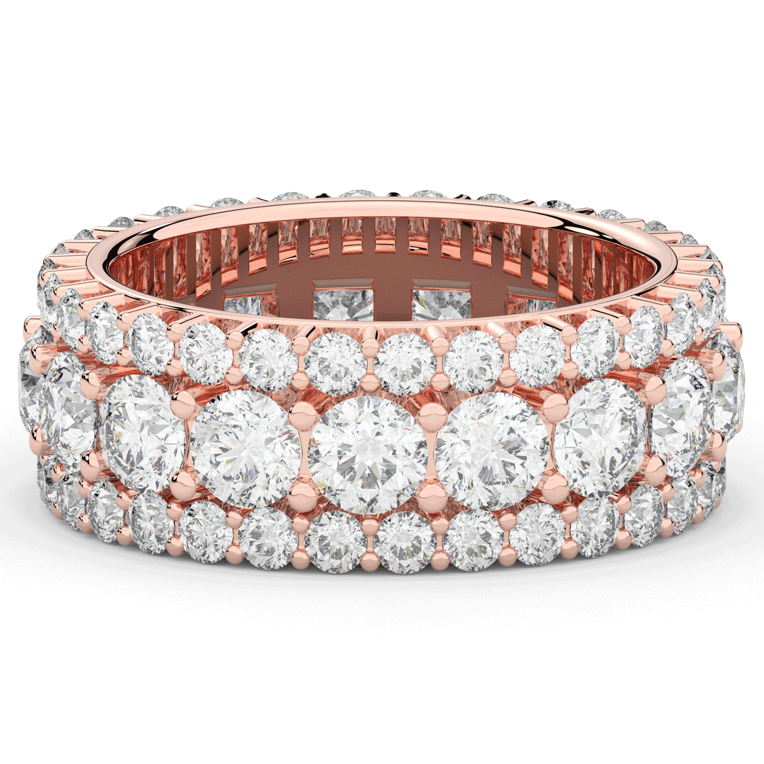 5.25CT.TW THREE ROW ROUND LAB DIAMOND ETERNITY WEDDING BAND - Nazarelle