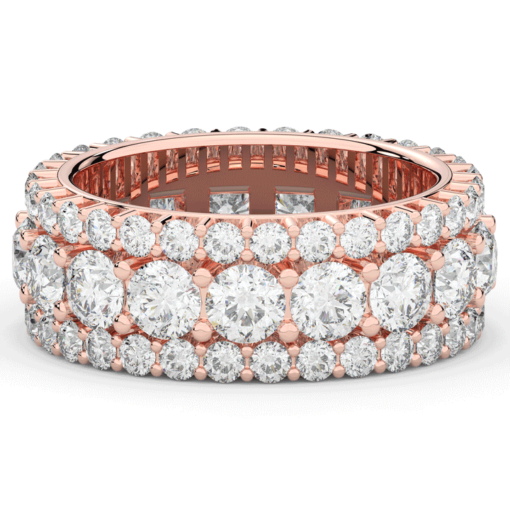 5.25CT.TW THREE ROW ROUND LAB DIAMOND ETERNITY WEDDING BAND - Nazarelle