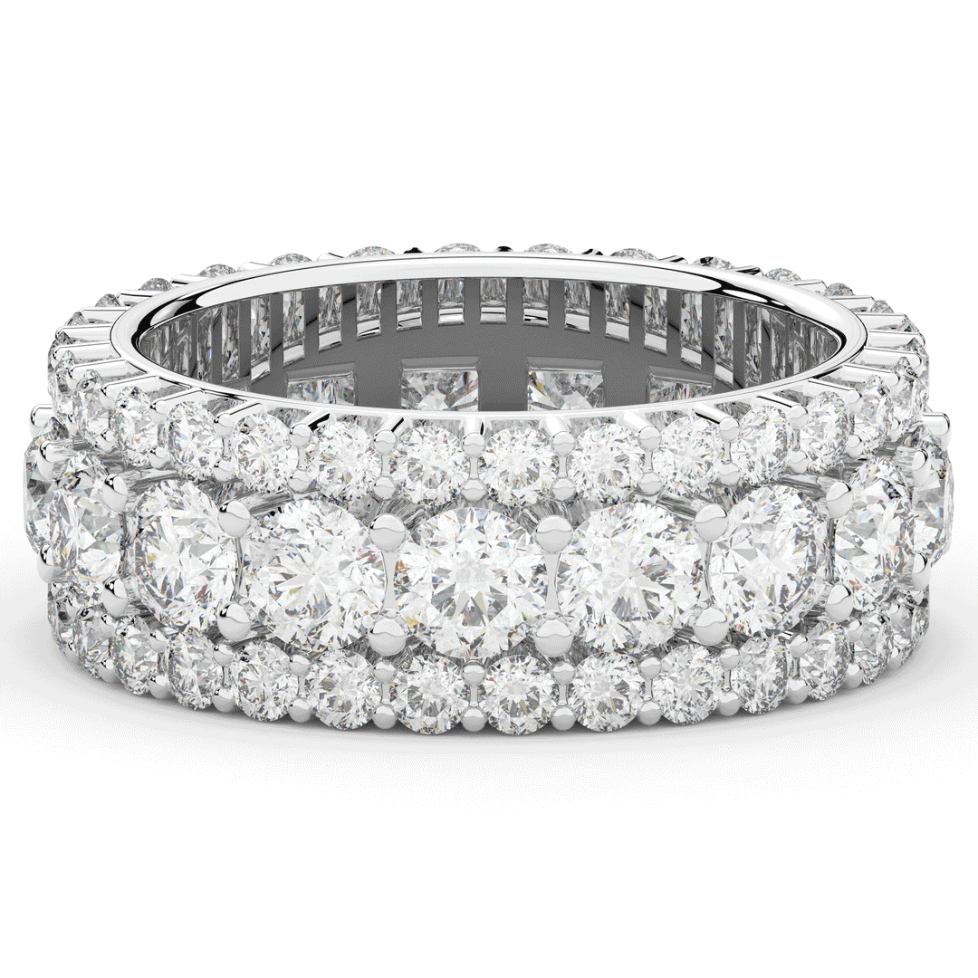 5.25CT.TW THREE ROW ROUND LAB DIAMOND ETERNITY WEDDING BAND - Nazarelle