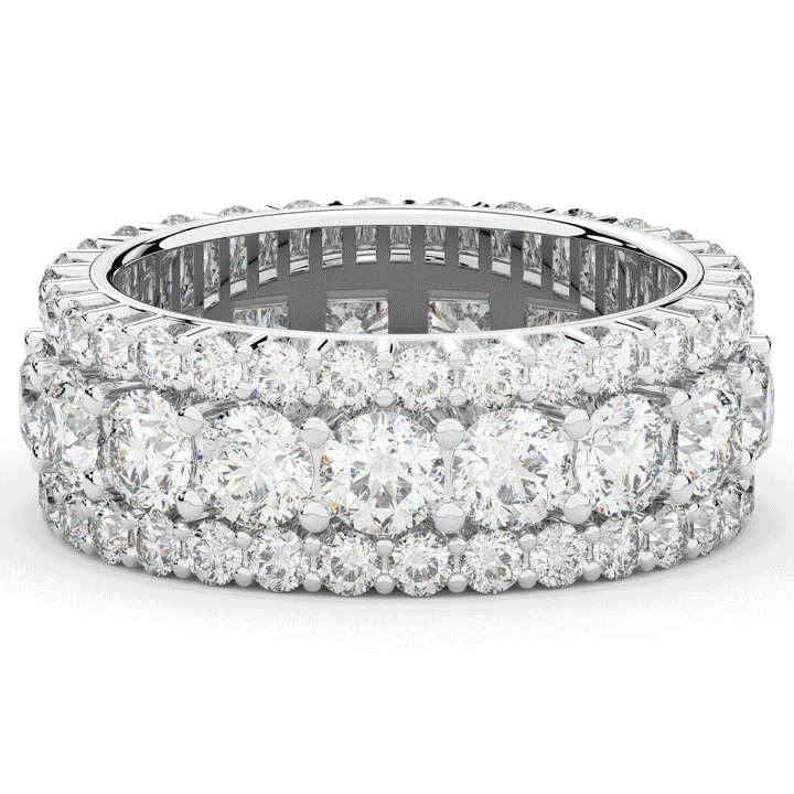 5.25CT.TW THREE ROW ROUND LAB DIAMOND ETERNITY WEDDING BAND - Nazarelle