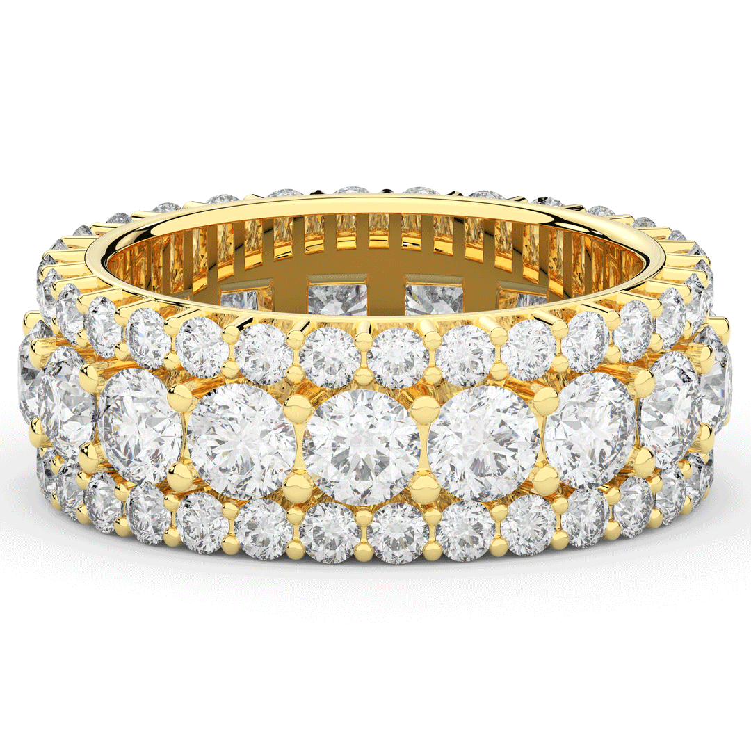 5.25CT.TW THREE ROW ROUND LAB DIAMOND ETERNITY WEDDING BAND - Nazarelle