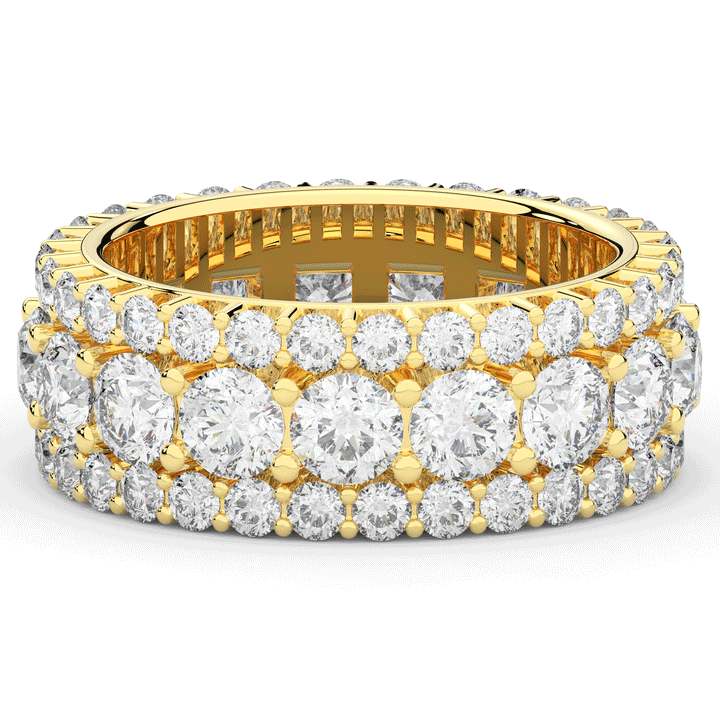 5.25CT.TW THREE ROW ROUND LAB DIAMOND ETERNITY WEDDING BAND - Nazarelle