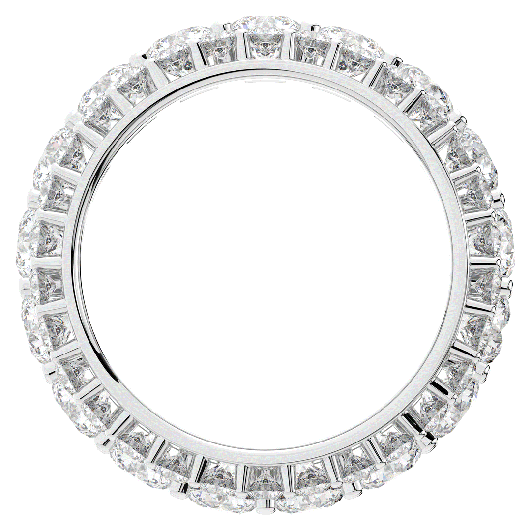 5.25CT.TW THREE ROW ROUND LAB DIAMOND ETERNITY WEDDING BAND - Nazarelle