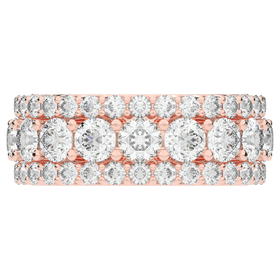 5.25CT.TW THREE ROW ROUND LAB DIAMOND ETERNITY WEDDING BAND - Nazarelle