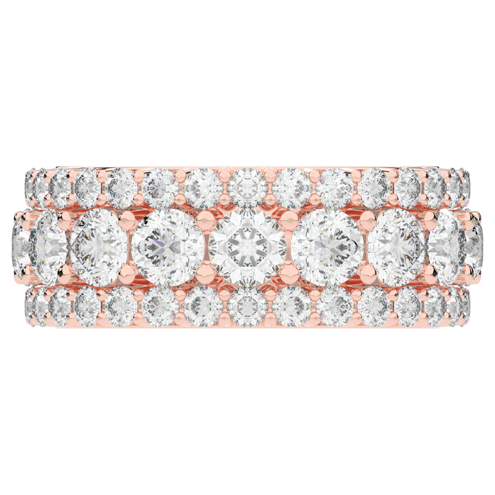 5.25CT.TW THREE ROW ROUND LAB DIAMOND ETERNITY WEDDING BAND - Nazarelle