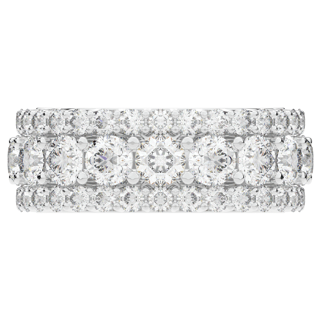 5.25CT.TW THREE ROW ROUND LAB DIAMOND ETERNITY WEDDING BAND - Nazarelle
