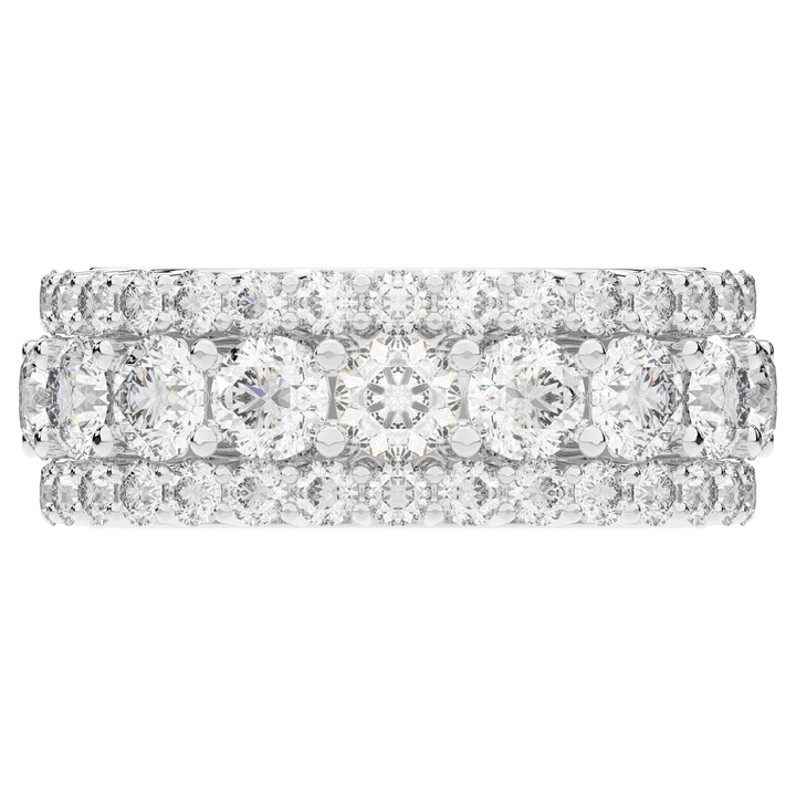 5.25CT.TW THREE ROW ROUND LAB DIAMOND ETERNITY WEDDING BAND - Nazarelle