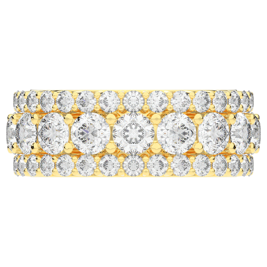 5.25CT.TW THREE ROW ROUND LAB DIAMOND ETERNITY WEDDING BAND - Nazarelle