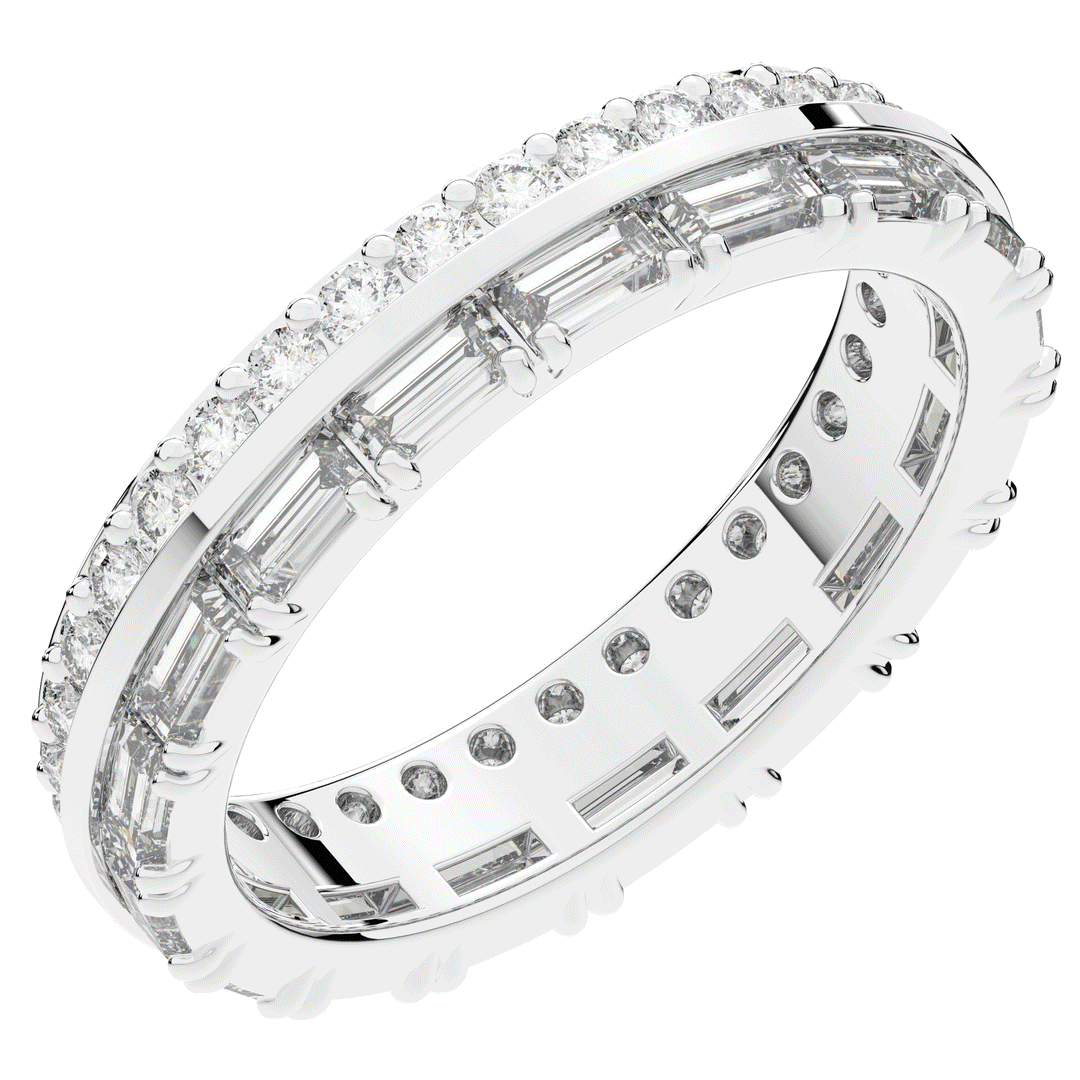 1.40CT.TW BAGUETTE AND ROUND LAB DIAMOND WEDDING BAND - Nazarelle