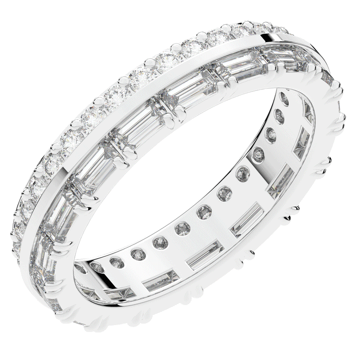 1.40CT.TW BAGUETTE AND ROUND LAB DIAMOND WEDDING BAND - Nazarelle