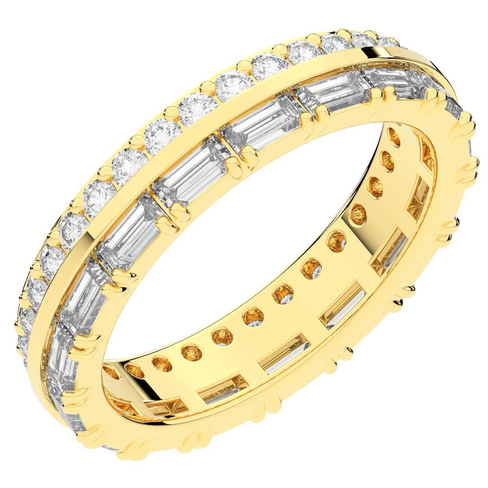 1.40CT.TW BAGUETTE AND ROUND LAB DIAMOND WEDDING BAND - Nazarelle