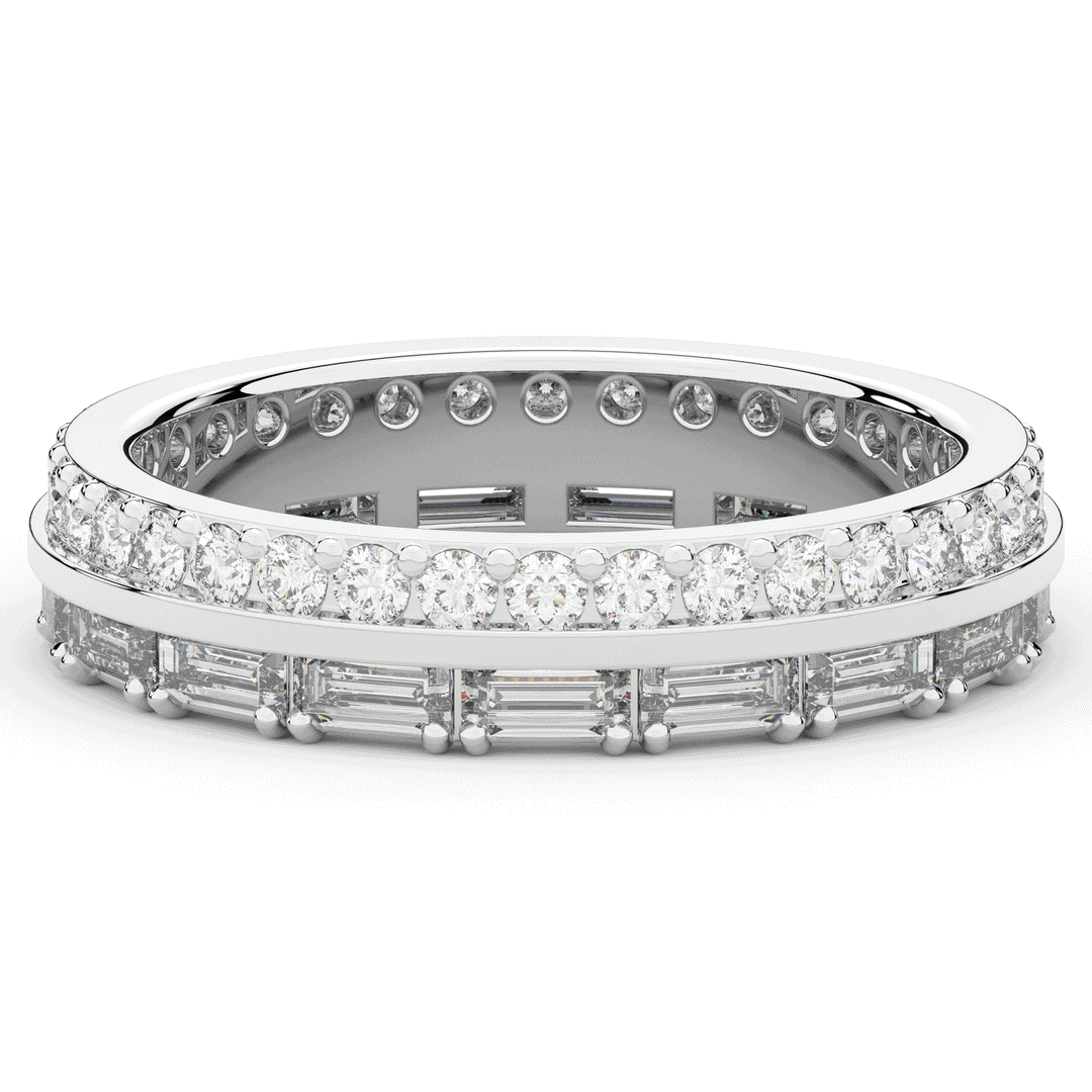 1.40CT.TW BAGUETTE AND ROUND LAB DIAMOND WEDDING BAND - Nazarelle