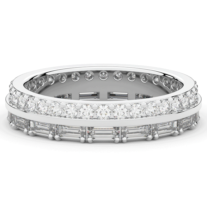 1.40CT.TW BAGUETTE AND ROUND LAB DIAMOND WEDDING BAND - Nazarelle