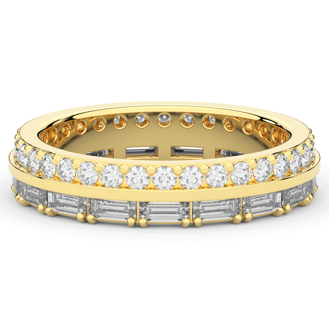 1.40CT.TW BAGUETTE AND ROUND LAB DIAMOND WEDDING BAND - Nazarelle