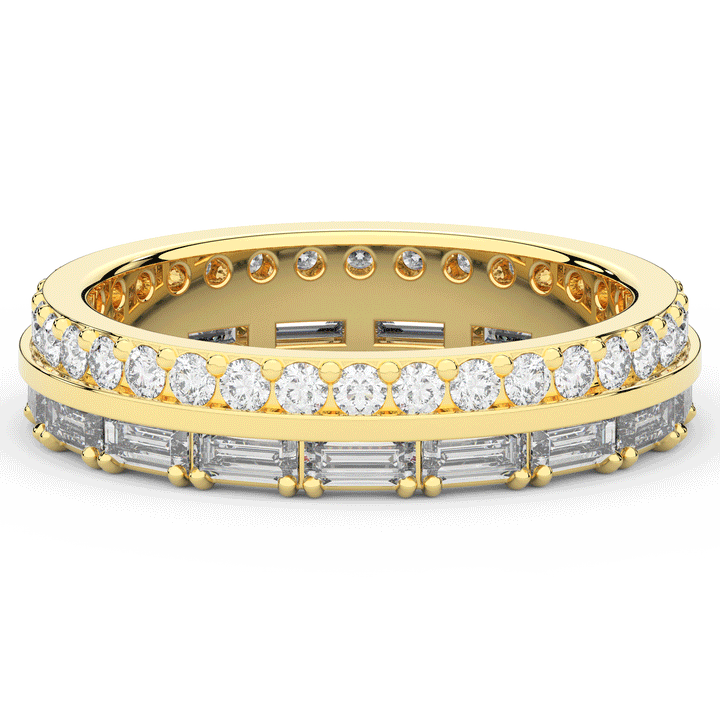 1.40CT.TW BAGUETTE AND ROUND LAB DIAMOND WEDDING BAND - Nazarelle
