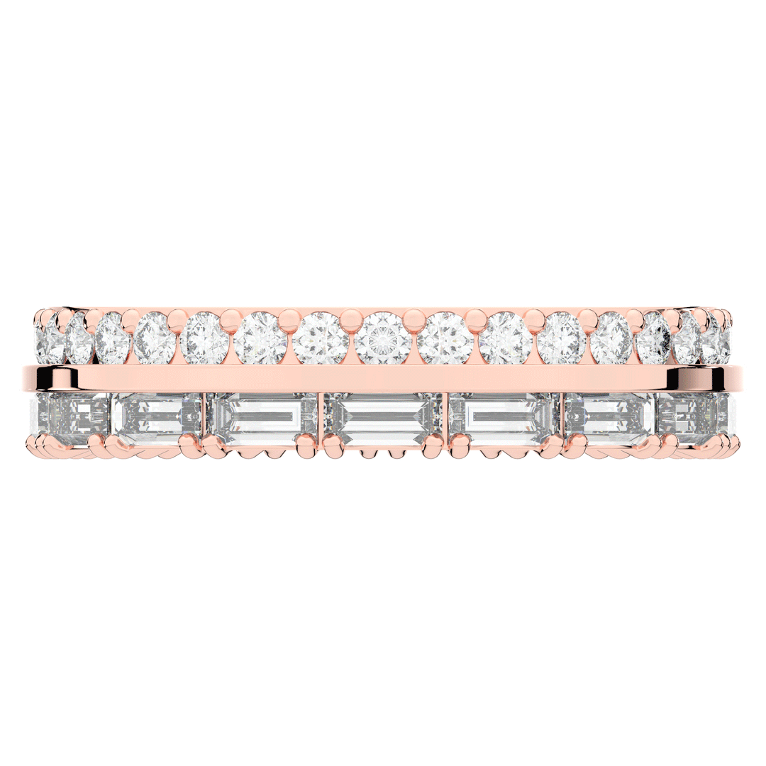 1.40CT.TW BAGUETTE AND ROUND LAB DIAMOND WEDDING BAND - Nazarelle