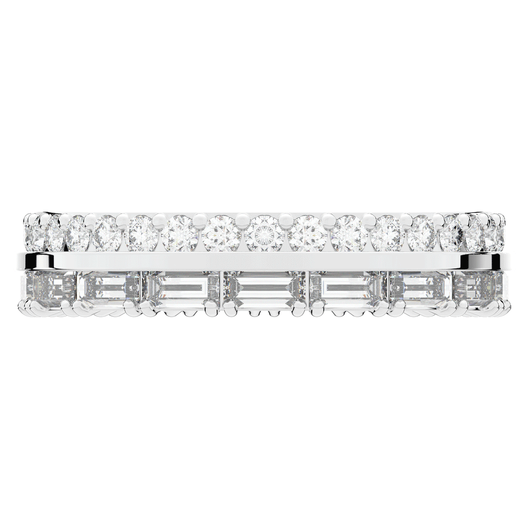 1.40CT.TW BAGUETTE AND ROUND LAB DIAMOND WEDDING BAND - Nazarelle