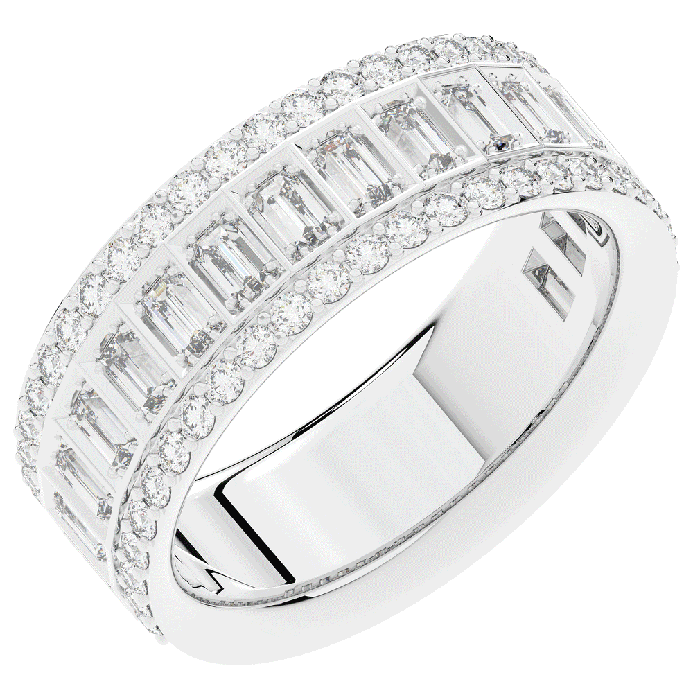 1.30CT.TW BAGUETTE AND ROUND LAB DIAMOND WEDDING BAND - Nazarelle