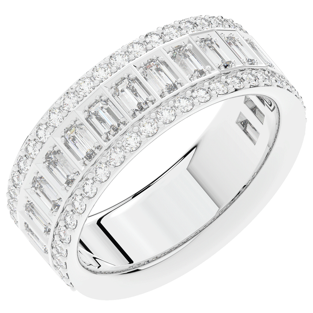 1.30CT.TW BAGUETTE AND ROUND LAB DIAMOND WEDDING BAND - Nazarelle
