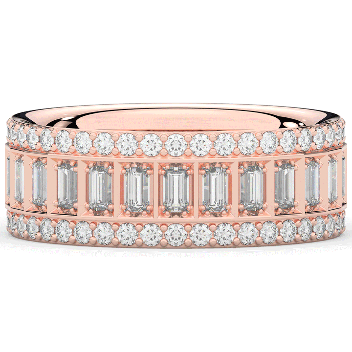 1.30CT.TW BAGUETTE AND ROUND LAB DIAMOND WEDDING BAND - Nazarelle