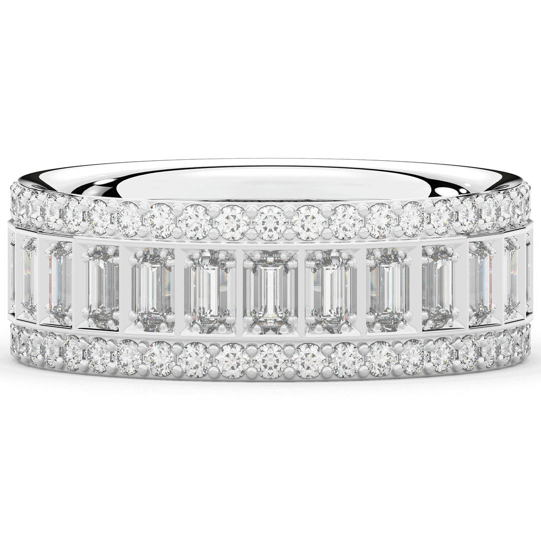 1.30CT.TW BAGUETTE AND ROUND LAB DIAMOND WEDDING BAND - Nazarelle