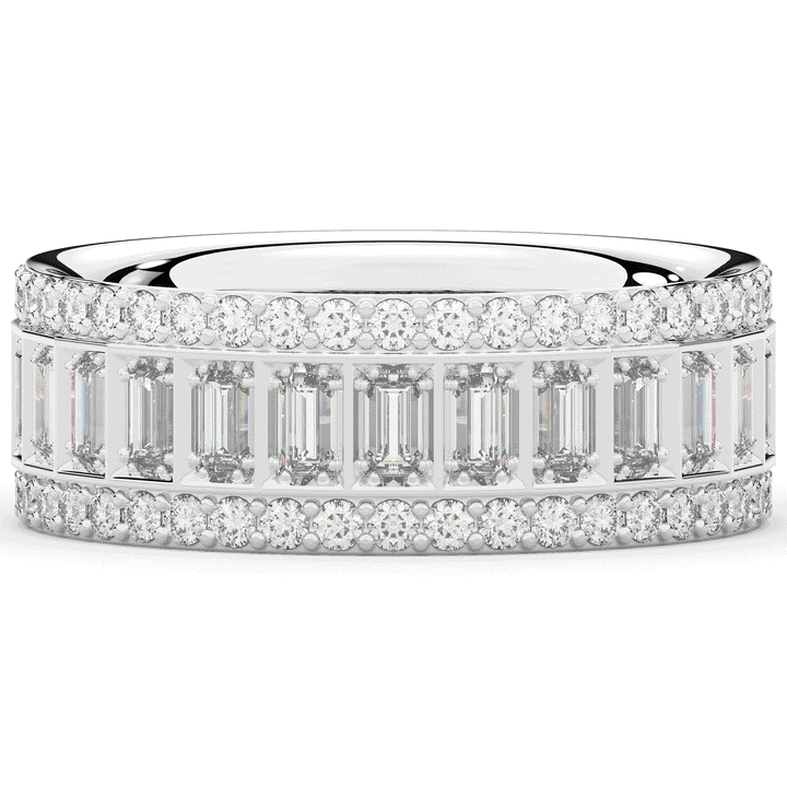 1.30CT.TW BAGUETTE AND ROUND LAB DIAMOND WEDDING BAND - Nazarelle