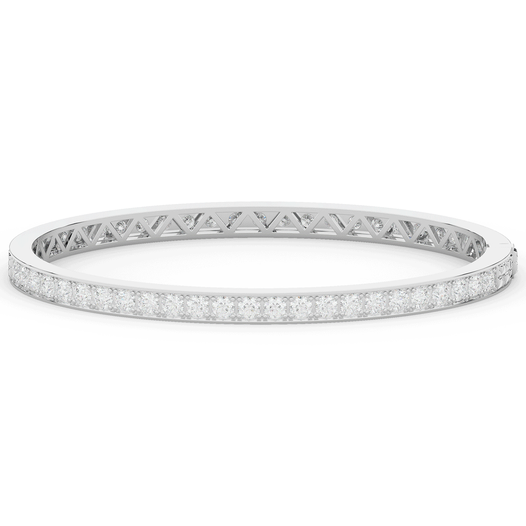 5.10CT.TW ROUND LAB DIAMOND BANGLE - Nazarelle