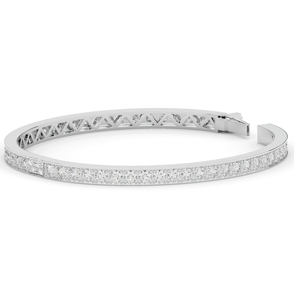 5.10CT.TW ROUND LAB DIAMOND BANGLE - Nazarelle