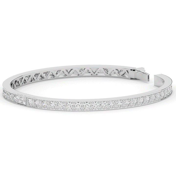 5.10CT.TW ROUND LAB DIAMOND BANGLE - Nazarelle