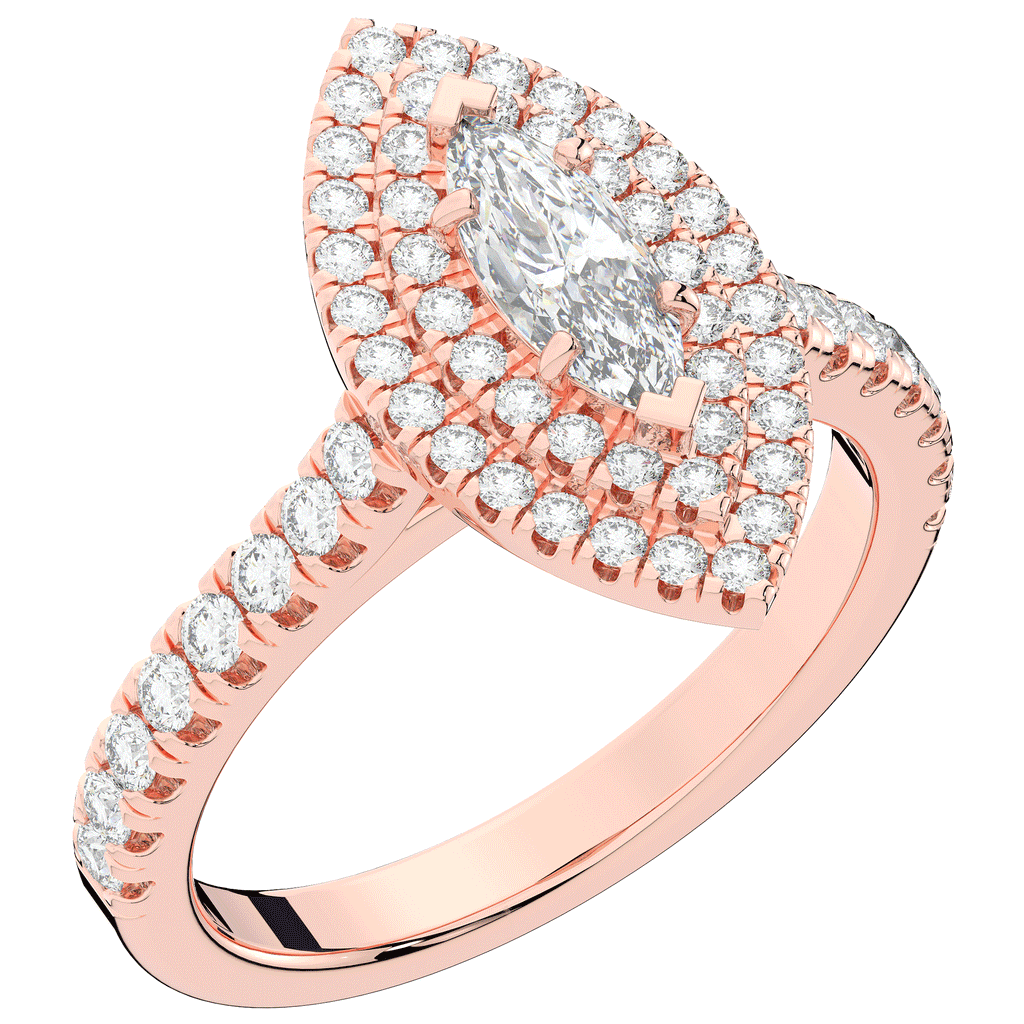 1.00CT.TW MARQUISE LAB DIAMOND HALO ENGAGEMENT RING - Nazarelle