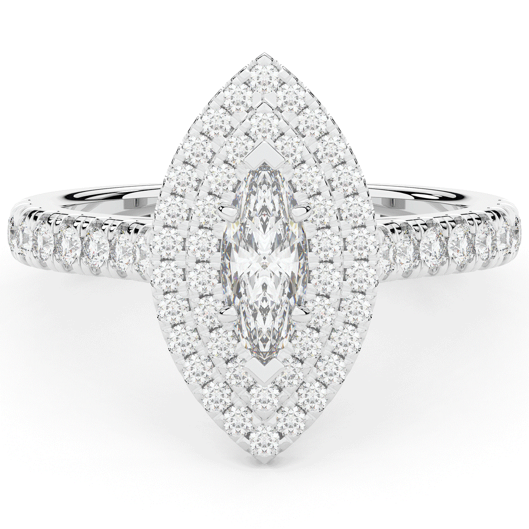 1.00CT.TW MARQUISE LAB DIAMOND HALO ENGAGEMENT RING - Nazarelle