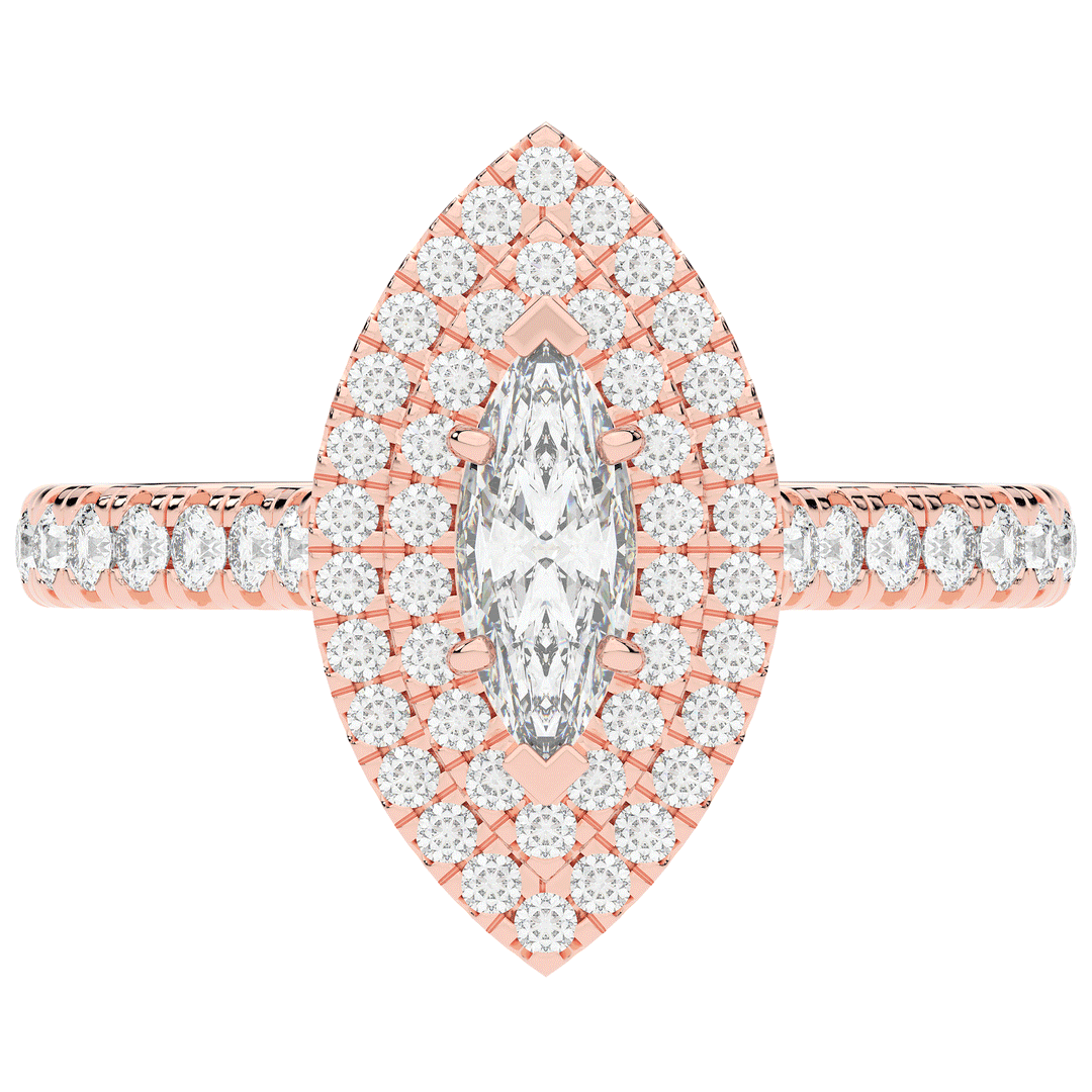 1.00CT.TW MARQUISE LAB DIAMOND HALO ENGAGEMENT RING - Nazarelle