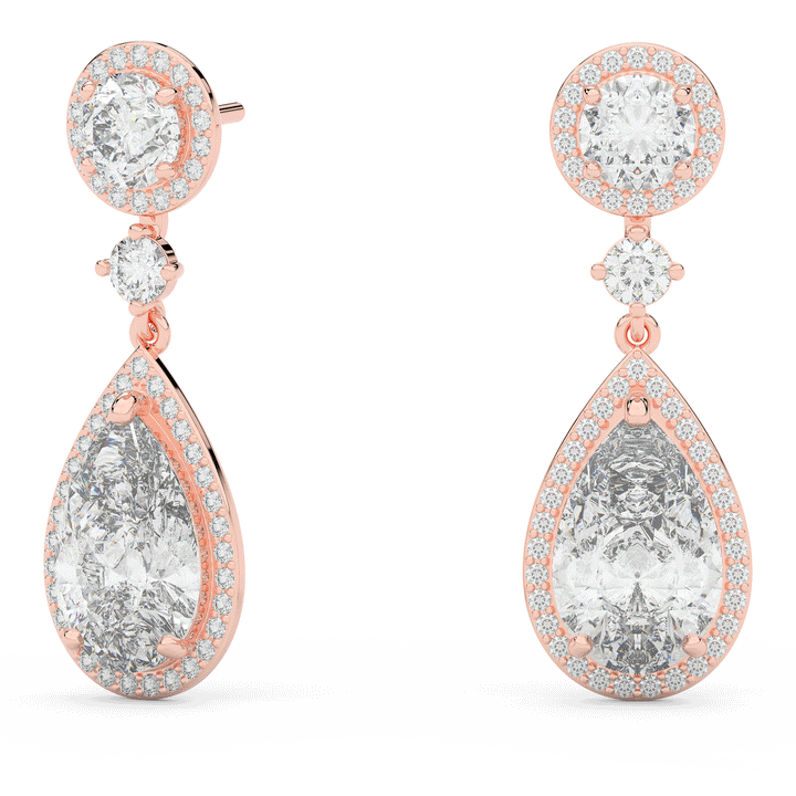 5.40CT.TW PEAR WITH HALO LAB DIAMOND DROP EARRINGS - Nazarelle