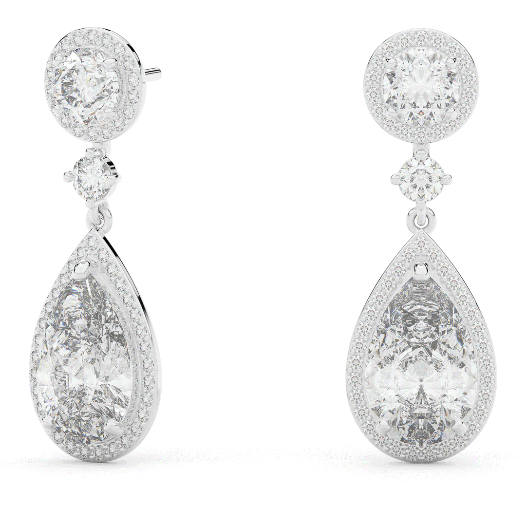 5.40CT.TW PEAR WITH HALO LAB DIAMOND DROP EARRINGS - Nazarelle