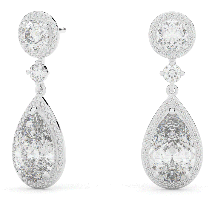 5.40CT.TW PEAR WITH HALO LAB DIAMOND DROP EARRINGS - Nazarelle