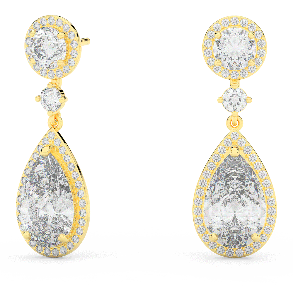 5.40CT.TW PEAR WITH HALO LAB DIAMOND DROP EARRINGS - Nazarelle