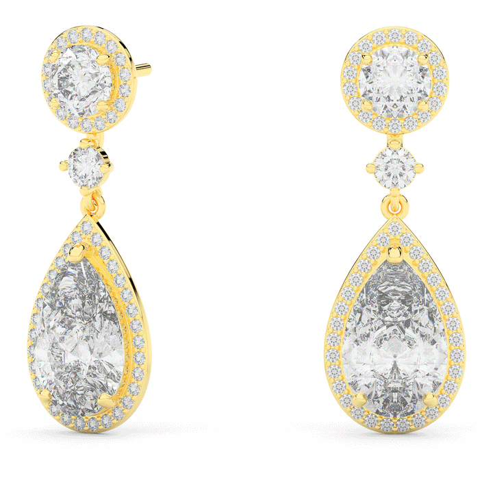 5.40CT.TW PEAR WITH HALO LAB DIAMOND DROP EARRINGS - Nazarelle