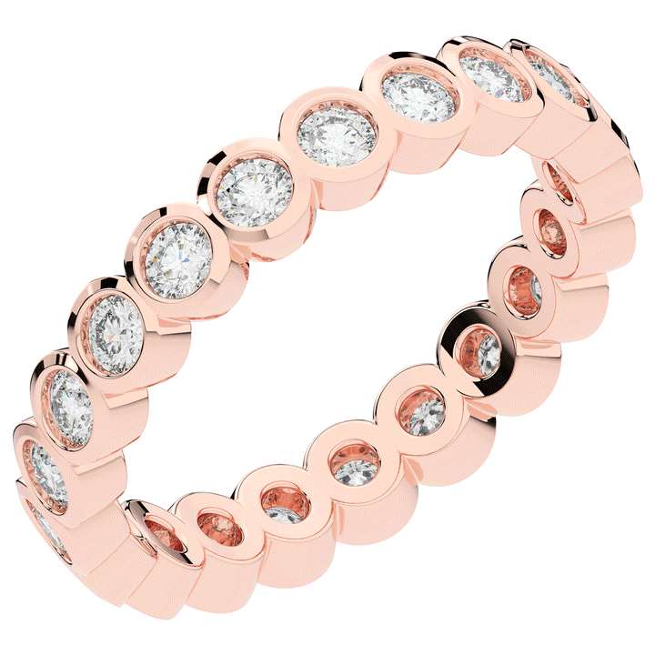 0.90CT.TW ROUND LAB DIAMOND BEZEL SET ETERNITY WEDDING BAND - Nazarelle
