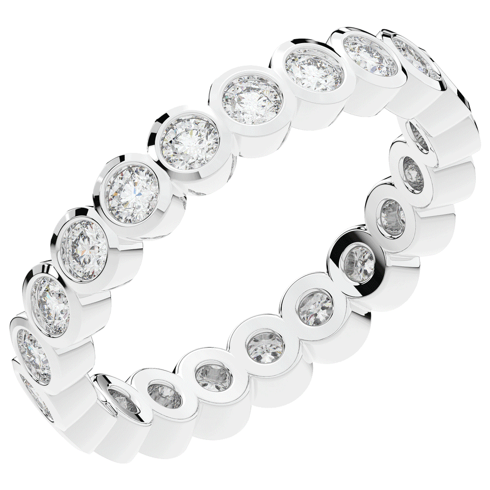0.90CT.TW ROUND LAB DIAMOND BEZEL SET ETERNITY WEDDING BAND - Nazarelle
