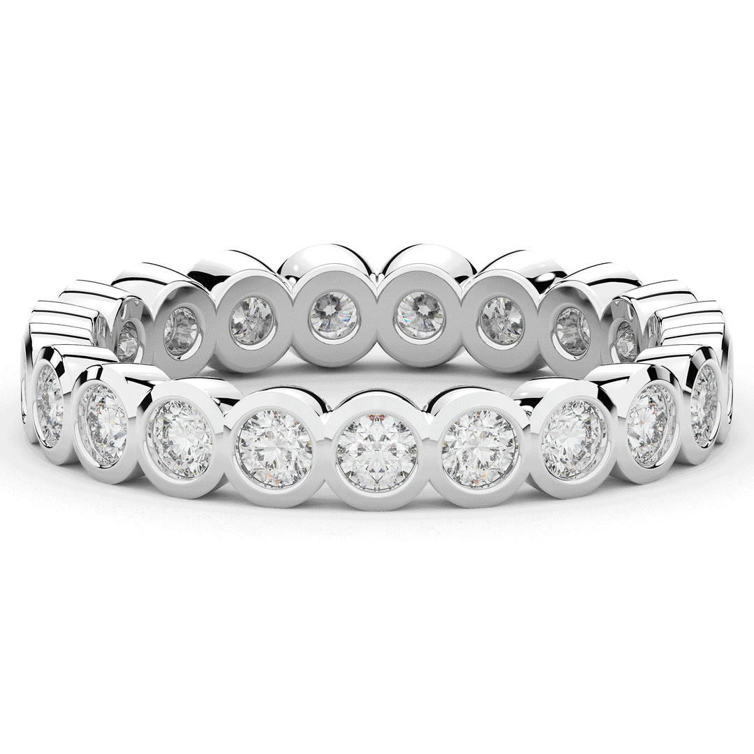 0.90CT.TW ROUND LAB DIAMOND BEZEL SET ETERNITY WEDDING BAND - Nazarelle