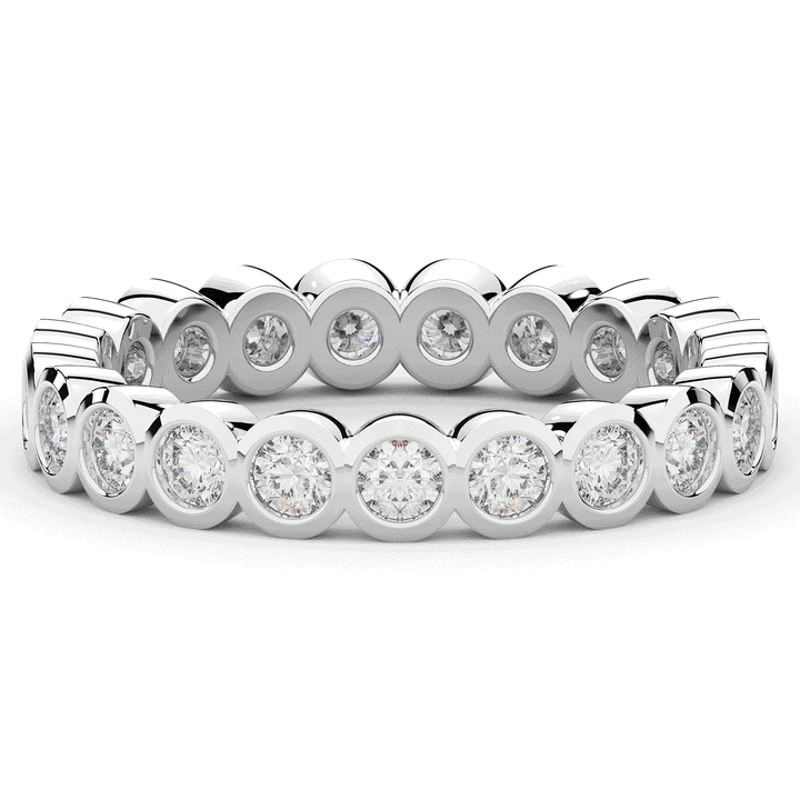 0.90CT.TW ROUND LAB DIAMOND BEZEL SET ETERNITY WEDDING BAND - Nazarelle