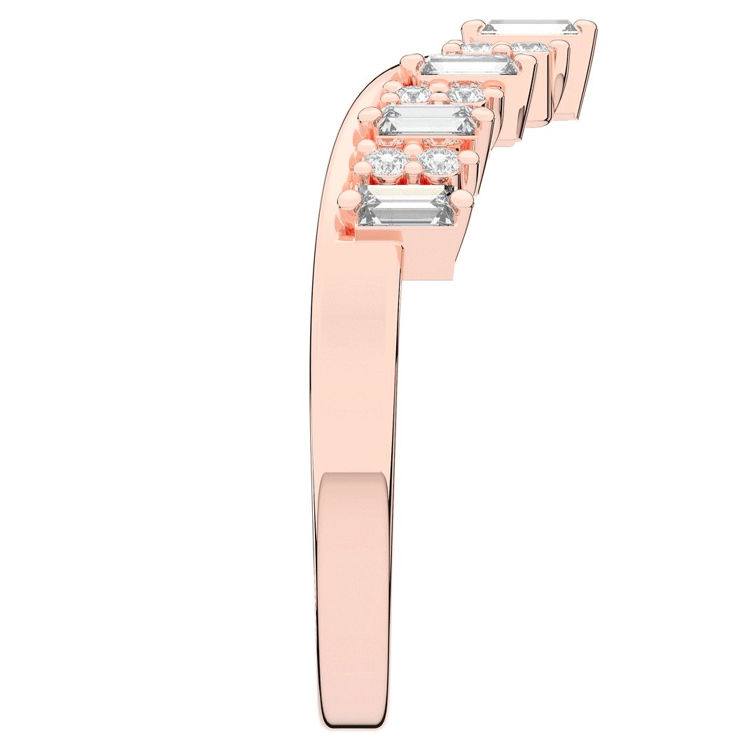 0.45CT.TW ROUND AND BAGUETTE LAB DIAMOND CURVED WEDDING BAND - Nazarelle