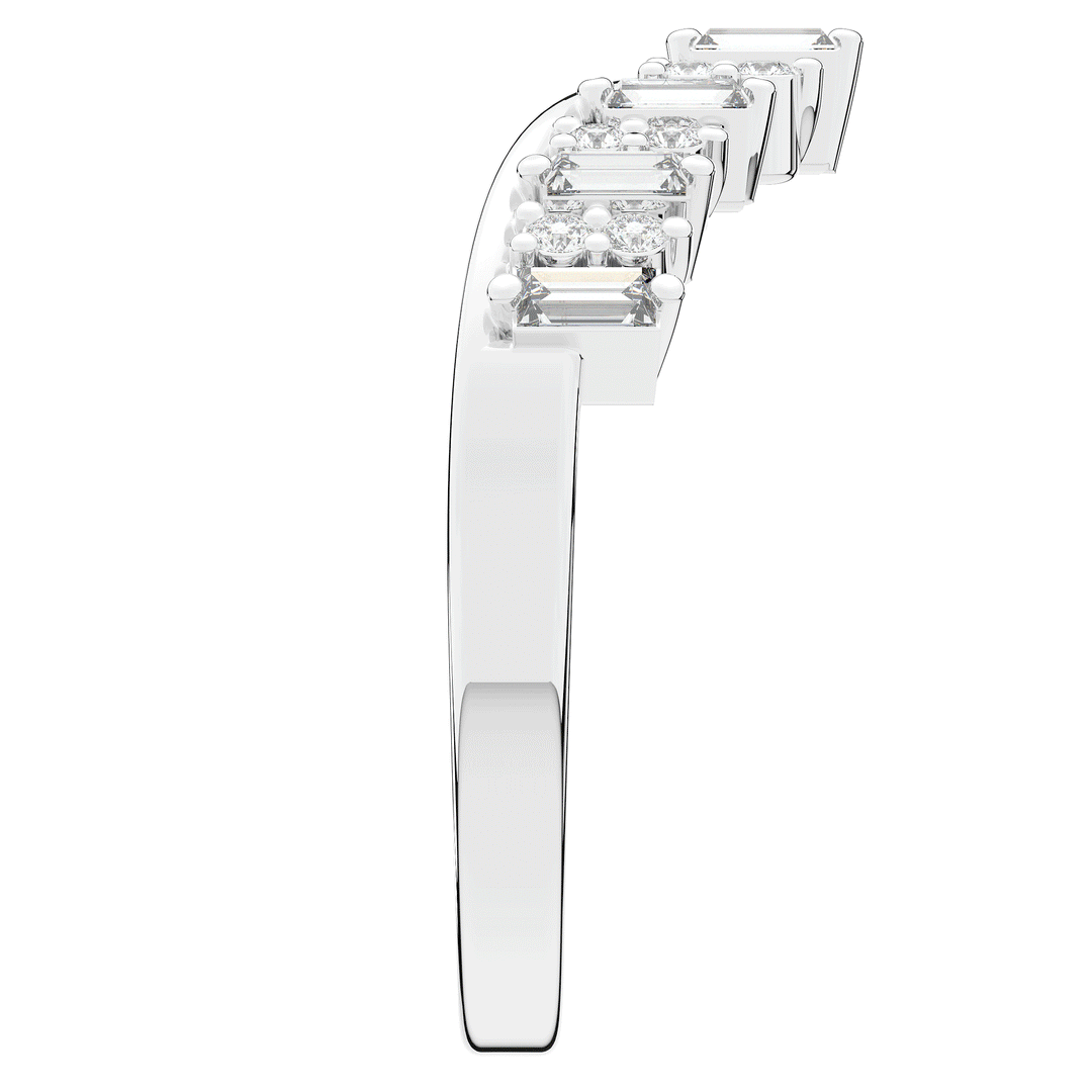 0.45CT.TW ROUND AND BAGUETTE LAB DIAMOND CURVED WEDDING BAND - Nazarelle