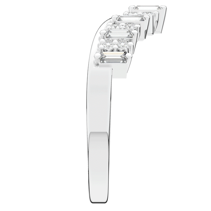 0.45CT.TW ROUND AND BAGUETTE LAB DIAMOND CURVED WEDDING BAND - Nazarelle