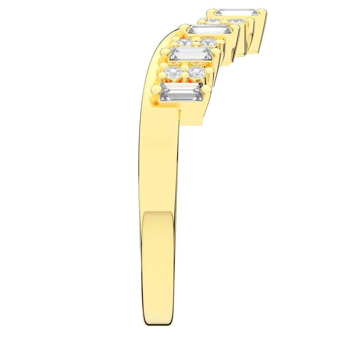 0.45CT.TW ROUND AND BAGUETTE LAB DIAMOND CURVED WEDDING BAND - Nazarelle